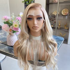 วิกผมสังเคราะห์แบบลูกไม้ด้านหน้า 13x6 สีบลอนด์ออมเบรแบบอุ่น ทนความร้อน ใย Futura ลอนนุ่ม วิกแบบ HD Lace Front ไม่ต้องใช้กาว - Product Image 4