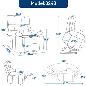 Fauteuil inclinable électrique beige en chenille robuste avec double moteur, positions infinies, massage chauffant et <span class=keywords><strong>8</strong></span> points de vibration - Product Image 4
