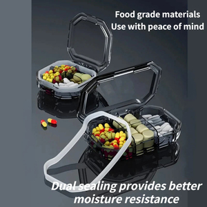 6 Grids <b>Pill</b> Storage Box Travel Medicines Storage Box Separation Mini Portable Organizer <b>Container</b> With Seal Ring - Product Image 2