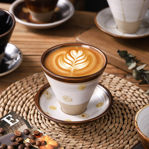 Taza de té y <span class=keywords><strong>café</strong></span> de cerámica de 200ml japonesa Vintage, taza de embudo de Arte de capuchino crudo para cafetería - Product Image 3