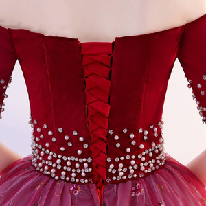 Elegant Off Shoulder Tulle Dress Long Skirt Performance Wear For Stage Women Adult - Product Image 4