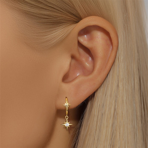 ต่างหูห่วงรูปดาวหิมะ CANNER รุ่นใหม่ S925 ดีไซน์ทันสมัย - Product Image 6