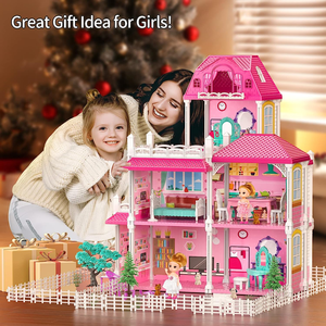 Maison de poupée pour enfants de 3 à 6 ans, pour filles, maison de jeu à 3 étages et 6 pièces avec 2 poupées et figurines - Product Image 4