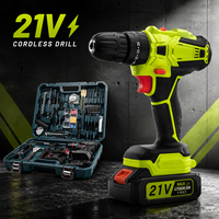 Kit de visseuse sans fil 21V MAX, vitesse variable, réversible, lumière LED, boîtier durable en PA6, batterie 1,5-2AH, couple de 10 mm 40 N.m, bricolage à domicile