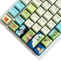 Keycaps Sublimasi Pewarna Kartun PBT 130 Tombol Cherry MX Switch GH60/GK61/GK64/84/87/96/104/108/980 Keyboard Mekanik
