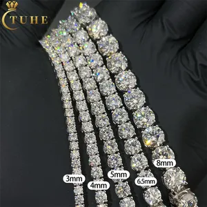<span class=keywords><strong>Collar</strong></span> de Cadena de Tenis con Diamantes de Imitación Moissanite de Color Blanco VVS, Plata de Ley 925, 2MM 3MM 4MM 5MM 6MM, Estilo Hip Hop, para Hombre y Mujer - Product Image 1