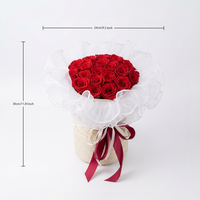 Bouquet de roses éternelles fait main style ballet, longue durée (3-5 ans), 11 têtes de roses rouges, fleurs éternelles pour anniversaire et Saint-Valentin