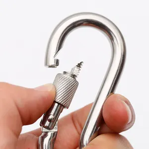 High quality 5*50 stainless steel carabiner hook spring snap hook with screw lock