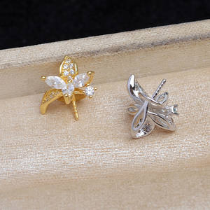 Accesorio para Joyería de Perlas, Colgante de Flor Plateada, Base Vacía 10-11, Moda JG5943, Producto Semi-Acabado, Pendientes Finos - Product Image 3