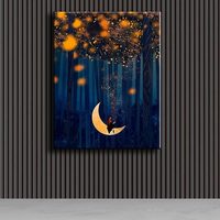 Peinture diamantée Ever Moment Fille sur la lune dans la forêt 5D DIY Décoration 3F504
