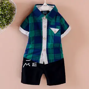 Бамбуковая детская одежда, клетчатые поло, комплекты одежды для маленьких мальчиков из Китая