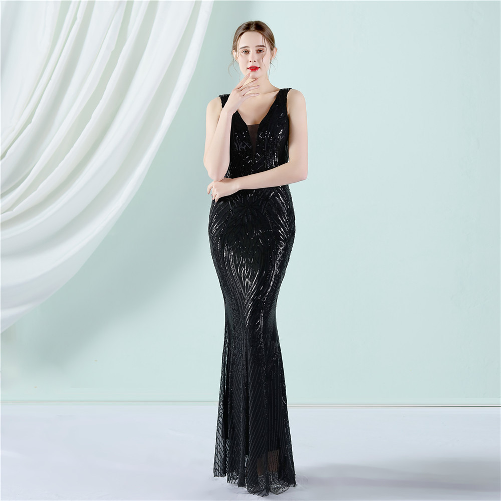 18832#New Positioning Floral Beads Banquet Elegance Long Sequin Fishtail Dress 18832#New Positioning Floral Beads Banquet Elegance Long Sequin Fishtail Dress