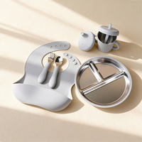 Vaisselle, bol à ventouse, tasse à bec, cuillère, personnalisé, acier inoxydable 304, assiette à ventouse en silicone, ensemble d'alimentation pour bébé