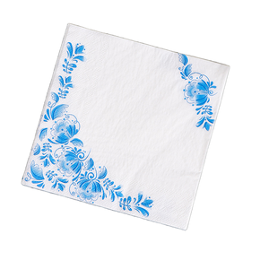 Serviettes <span class=keywords><strong>en</strong></span> <span class=keywords><strong>papier</strong></span> écologiques à deux plis imprimées de fleurs bleues, décorations de table, style campagnard, fête d'anniversaire - Product Image 1