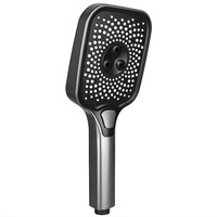 Ensemble de pommeau de douche carré chromé brossé ABS avec jets doux, économie d'eau et bouton d'arrêt d'eau à une touche