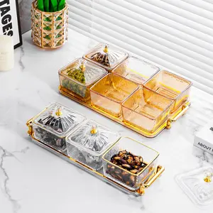 Fruit Tray Living Room Household Coffee Table Dried Snack Pot Melon Soot Candy Refreshment Glass Storage B