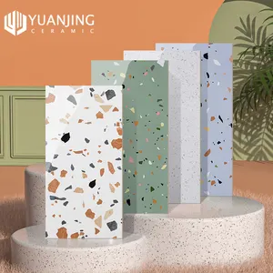 YUANJING Glossy Bright Colorful Porcelain Ceramic Terrazzo Tile Kitchen Bathroom Shop Wall tile Nordic Bright Surface 300x600