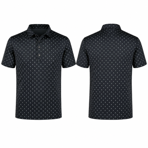 Camiseta Polo Personalizada con Estampado de Club de Golf para Hombre, Negra, de Alto Rendimiento, Secado Rápido, Elástica, Fabricante de Ropa con Marca Privada OEM ODM - Product Image 4