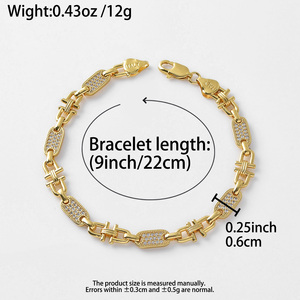 Bracelet pour femme en cuivre plaqué or 18 carats, avec zircon étincelant et opulent incrusté, chaîne fine à maillons, personnalisable pour anniversaire, vente en gros - Product Image 6