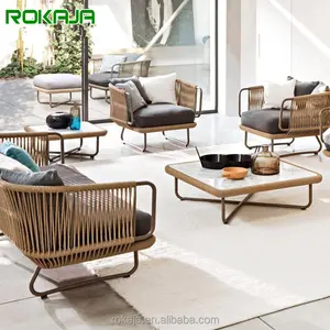编织绳藤条户外柳条椅沙发户外家具沙发套装新款设计度假花园家具分段