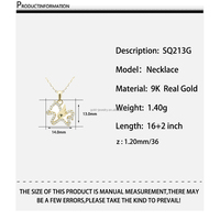 Collar Romántico con Cadena de Oro Real de 9k, Collar con Colgante de Piedra de Circonio, Collar de Alas de Caballo de Oro Puro de 9k, Joyería para Mujer al por Mayor