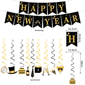 Venta al por Mayor <span class=keywords><strong>de</strong></span> Artículos <span class=keywords><strong>de</strong></span> Decoración <span class=keywords><strong>para</strong></span> Fiestas <span class=keywords><strong>de</strong></span> <span class=keywords><strong>Año</strong></span> Nuevo en Dorado y Negro, Juego <span class=keywords><strong>de</strong></span> Decoración <span class=keywords><strong>para</strong></span> la Celebración del Cuenta Regresivo - Product Image 4