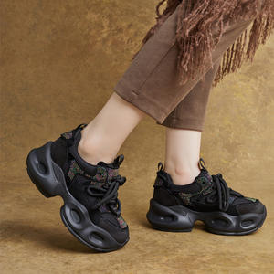 Zapatos de Plataforma Casuales de PU con Punta Abierta y Cordones en Contraste, Transpirables, con Incrustaciones de Diamantes, Estilo Daddy, Tendencia de Moda de Verano para Mujer - Product Image 4