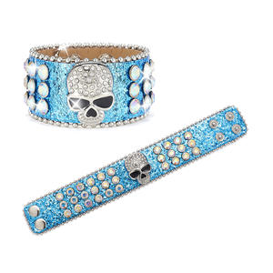 NUEVO Western Bling Hot Girl Fashion Bracelet Diamond Sequins Skull Belt Venta al por mayor BB <span class=keywords><strong>Simon</strong></span> Belt Diamond Bracelet Factory - Product Image 4