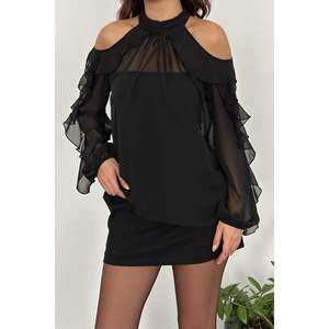 Blusas de Mujer al por Mayor con Hombros Descubiertos, Corte Holgado, Talla XL, Algodón y Chifón de Alta Calidad, Estilo Casual Bohemio para Otoño, Primavera y Verano - Product Image 3