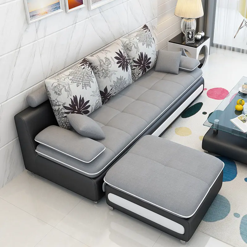Basit tasarım rahat yıkanabilir L şekli kanepe oturma odası daire için kanepe Set mobilya CEFS011