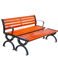 Banc de parc, chaise d'extérieur, chaise de jardin, chaise de loisirs, bois massif anticorrosion, bois plastique et fer forgé, chaise avec dossier