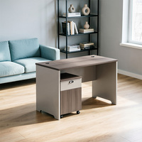 Bureau d'ordinateur moderne pour personnel de bureau avec meuble à tiroirs mobile, table de poste de travail individuelle pour entreprise