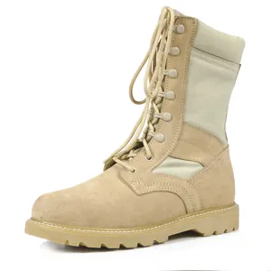 Maßge schneiderte Khaki Tan Desert Combat Desert Wildleder Tactical Boots aus echtem Leder