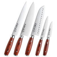 XINZUO meilleur ensemble de couteaux de chef de cuisine en acier inoxydable allemand 5 pièces fabricant de manches en bois Pakka