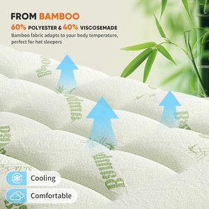 <span class=keywords><strong>Surmatelas</strong></span> rafraîchissant en fibre de bambou – Protège-matelas matelassé 3D et 7D avec housse respirante en viscose pour les personnes ayant chaud la nuit - Product Image 3