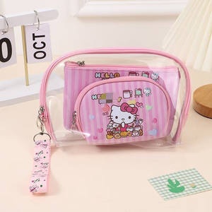 Niedliches Cartoon KT Katzen 3-teiliges Make-up-Taschen-Set Große Kapazität Reise-Waschbeutel Tragbarer Kosmetik-Organizer - Product Image 3