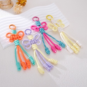 Customized Colorful Strap Braided Butterfly Bag Charms Women Fashion Summer Beach Holiday Accessories Girls Lucky Car <b>Key</b> <b>Chain</b> - Product Image 2