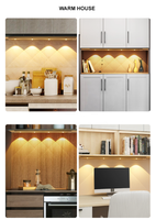 Lampu LED Sensor Gerak Nirkabel Magnetik USB Aluminium Modern untuk Dapur Rumah dengan 3 Suhu Warna & Dapat Diredupkan