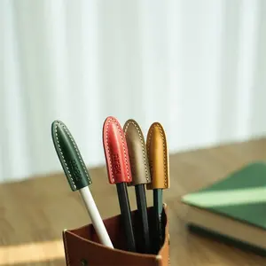 PU cuir stylo capuchon crayon stylo à bille étui de protection en cuir stylo extender mini étuis à ciseaux