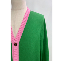 2024 Oem personnalisé tricots en gros hiver tricot à la mode sororité Preppy Style Cardigan pour femme