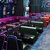 Ensemble de sièges de cabine de boîte de nuit avec éclairage LED, canapé capitonné coloré et table à plateau en marbre pour bar, KTV, discothèque, lounge