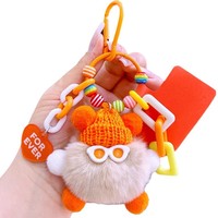 Article populaire : Porte-clés et pendentif de sac en peluche, motif dessin animé, avec figurine briquettes et lunettes de soleil noir-vert contrastées