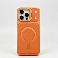 Étui en cuir personnalisé pour iPhone 17 16 15 14 Pro Max – Coque magnétique avec support d'objectif dissimulé – Vente en gros de housses pour téléphones portables
