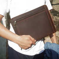Porte-documents de voyage en cuir Crazy Horse pour hommes en gros, organiseur de documents A5, porte-tablette en cuir véritable
