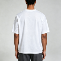 T-shirt décontracté blanc à col rond, coupe ample et épaules tombantes, avec coutures inversées personnalisées, impression DTF, coupe ajustée et confortable
