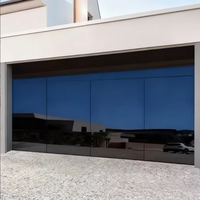 Puerta de Garaje Moderna Automática Corredera de Vidrio Esmerilado Transparente y Aleación de Aluminio BOCHARM con Persiana Enrollable y Característica Impermeable