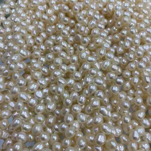 2A Wholesale Price High Quality Creative 5-10mm Natural Fresh Water Special Hole Rice Shaped Pearls Strand