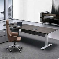 Table de réunion Stellan D, table de conférence de bureau commerciale, placage en chêne blanc avec couvercle rabattable et chemin de câbles