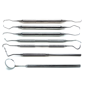 Juego Básico de Exploración Dental de 7 Piezas de Acero Inoxidable con Mango Manual, Incluye Espejo Bucal, 1 Explorador, Sickle Scaler y Instrumentos de Exploración - Product Image 1