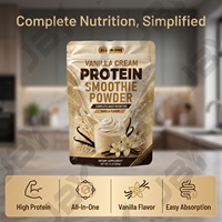 Poudre de Smoothie Protéiné Saveur Crème Vanille Mélange de Protéines de Lactosérum Faible en Sucre Boisson Nutritionnelle Usine ODM Emballage Personnalisé Vente en Gros